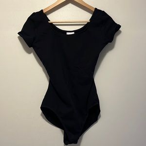Capezio black short sleeved bodysuit